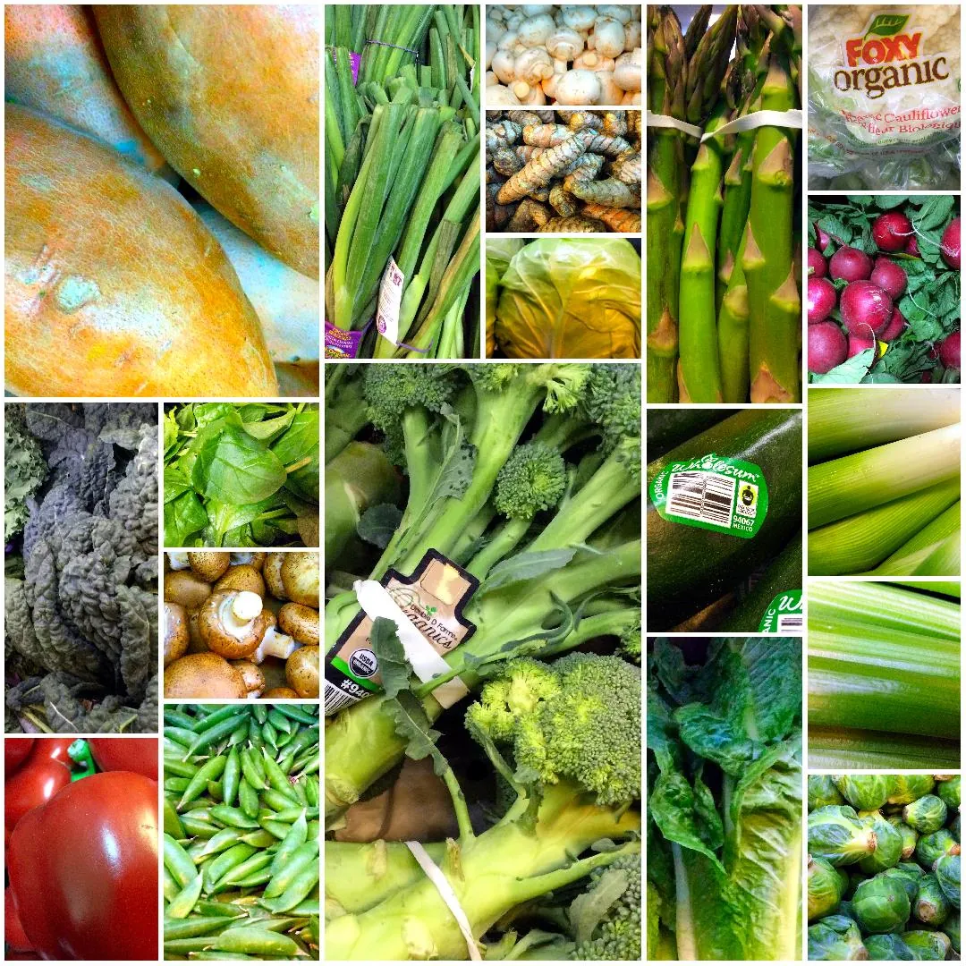 collage of fresh vegetables