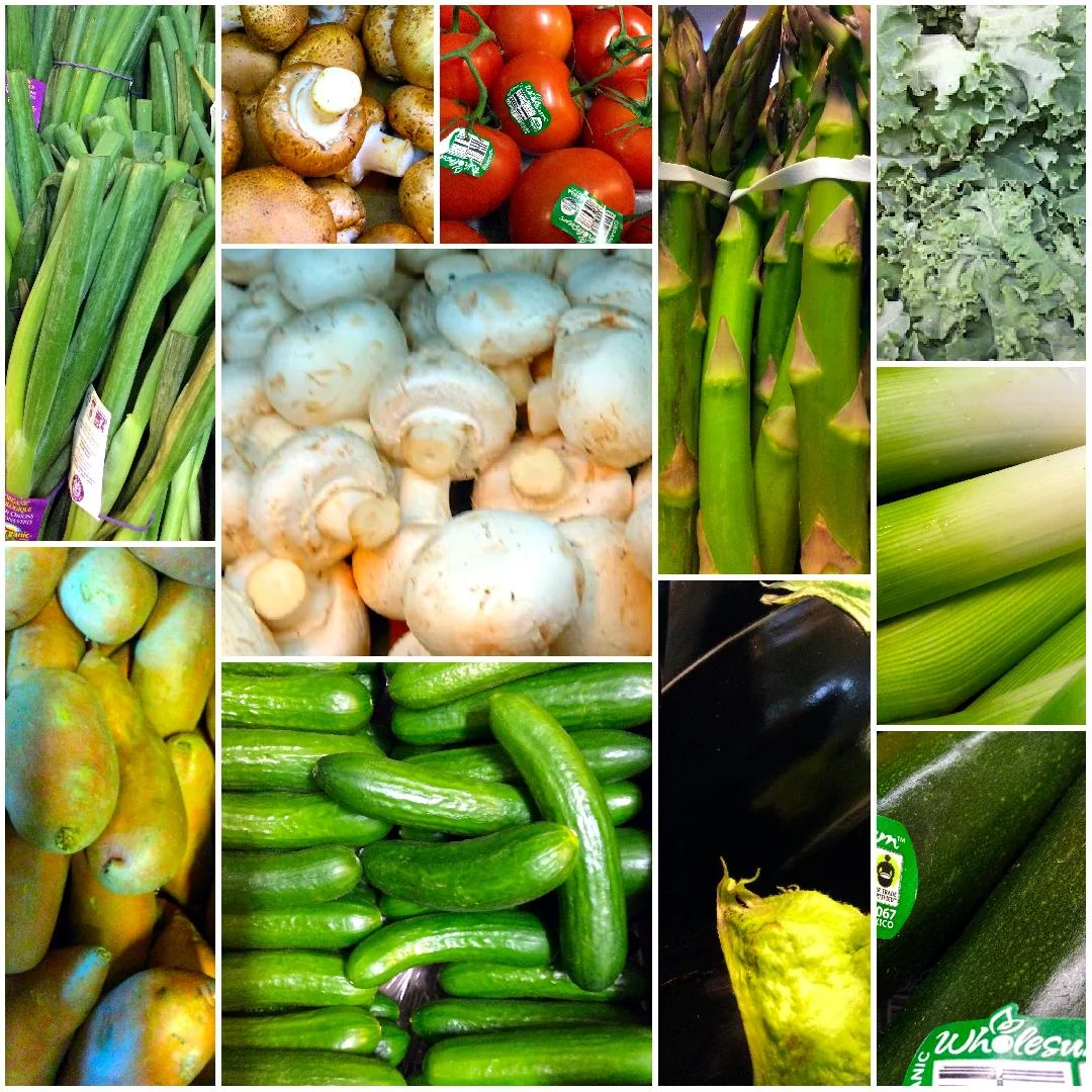 collage of fresh vegetables