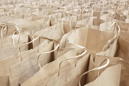 Group of brown paper bags, image by kahawkinson, Pixabay