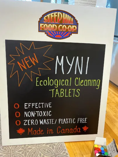 New store sandwich/chalk board that is advertising the product, Myni