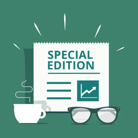 A prominent newspaper brings to your attention a bold title of 'Special Edition'. In front of the newspaper sits a warm cup of coffee and eye glasses.