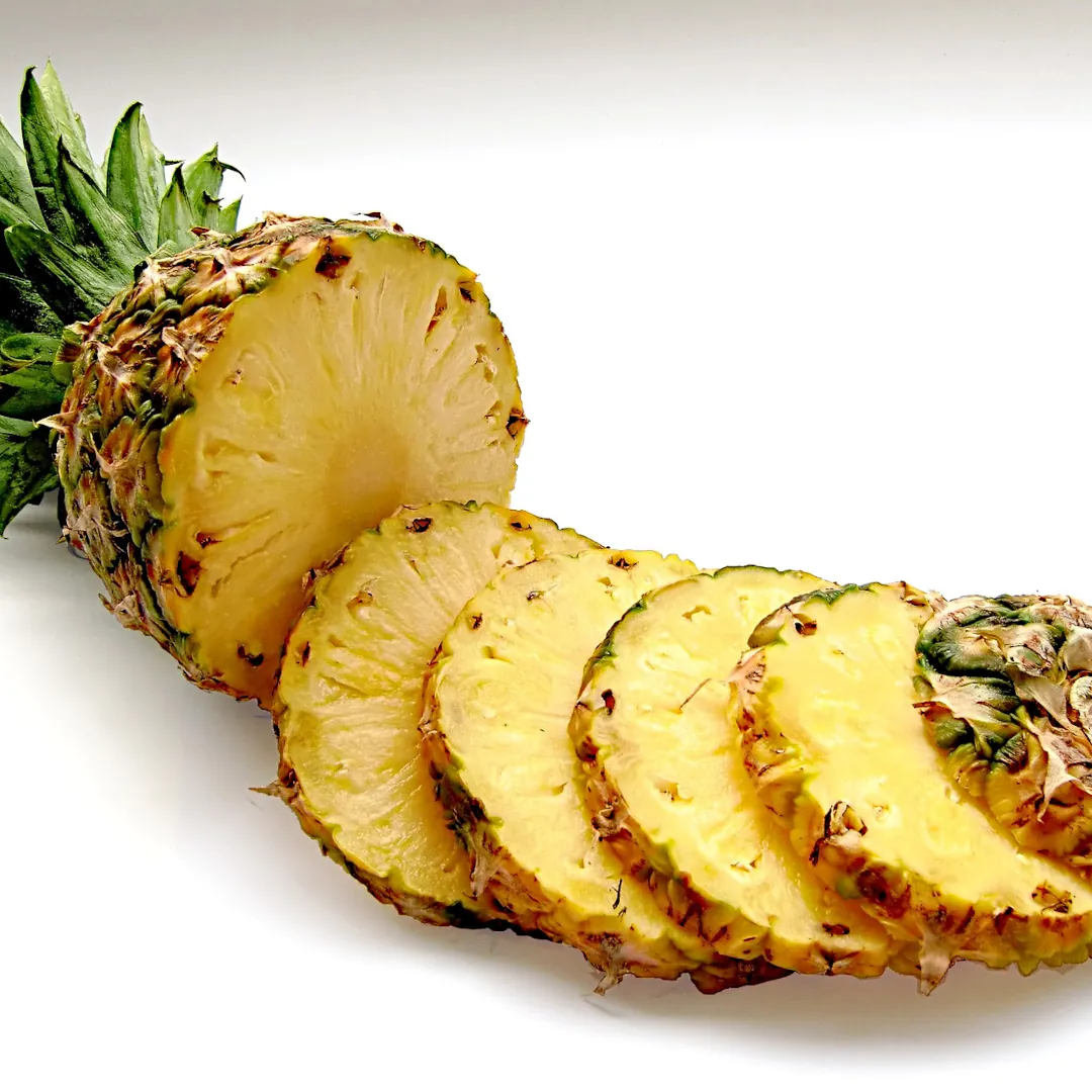 Fresh assortment of pineapples.