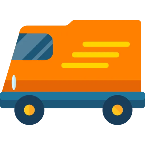 Mostly orange supply truck